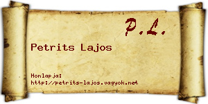 Petrits Lajos névjegykártya